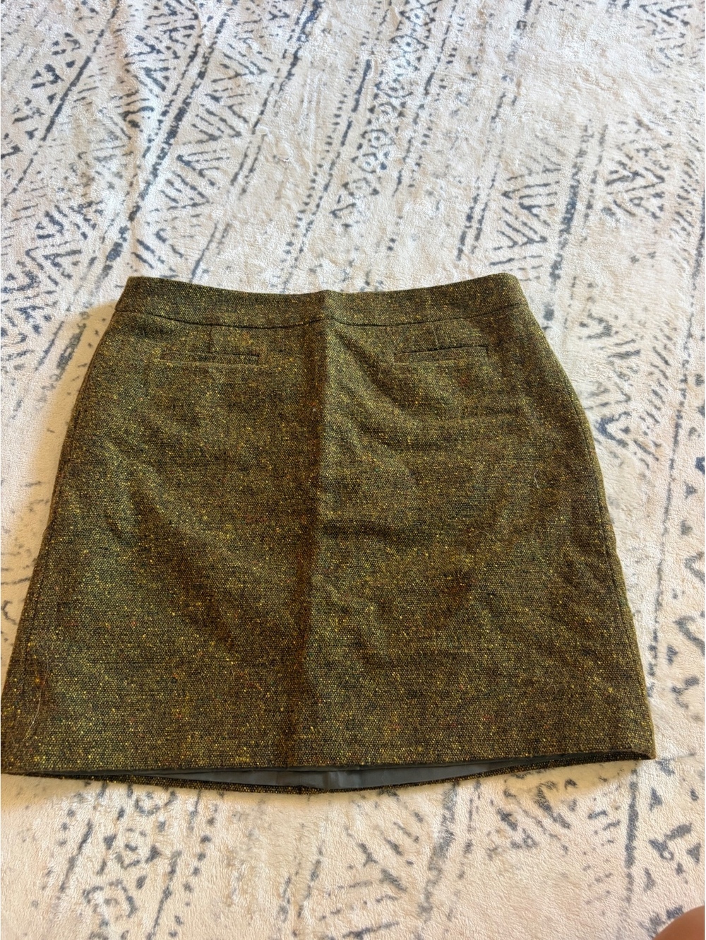 LOFT Olive Green Tweed Mini Skirt Size 0